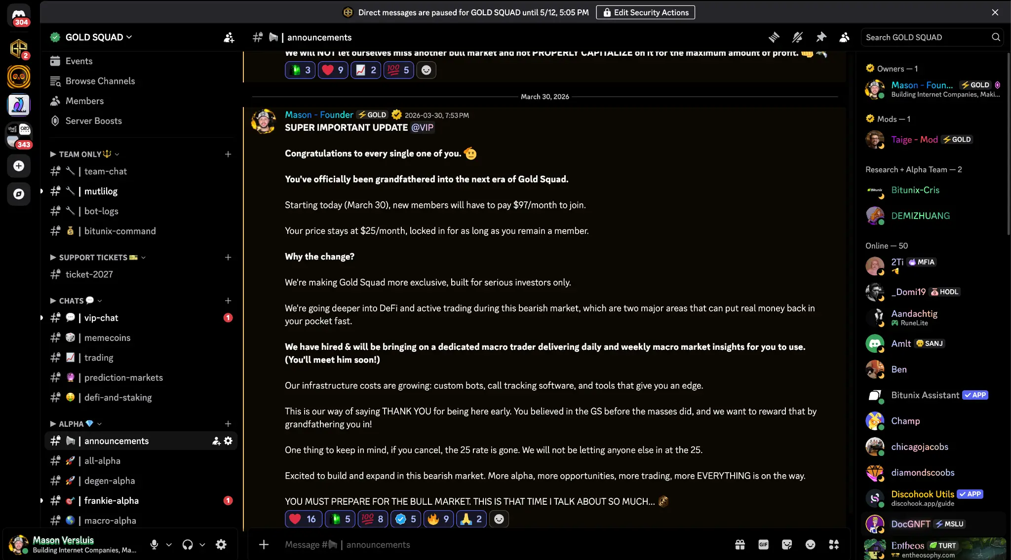 VIP Discord Gold Squad community